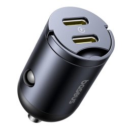 Incarcator auto Baseus - Car Charger Tiny Star Mini - 2x Type-C, 30W, with Built-in Pull Handle, 12V to 24V - Black