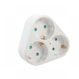 Triplu-stecher Spacer SPMS-3-WH, 3 prize Schuko, 1 stecher Schuko, 16A, max 3500W, protectie copii, alb