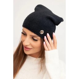 Polski Classic women's cap made of soft knit with a decorative plate black