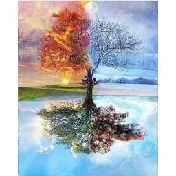 Set pictura pe numere, cu sasiu, Copacul celor 4 anotimpuri, 40x50 cm