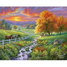 Set pictura pe numere, cu sasiu, Pasune insorita, 40x50 cm