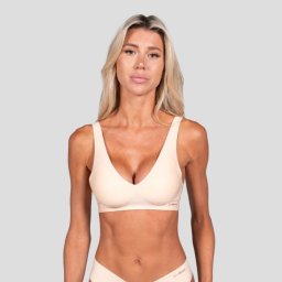GymBeam Sutien fără cusături Comfy Beige XXL