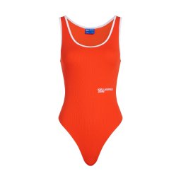 KARL LAGERFELD JEANS Body roșu orange / alb