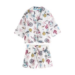 Next Pijama crem / cyan / galben / negru