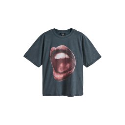 Rockett St George Tricou 'Lips' gri închis / roșu pastel / negru / alb murdar