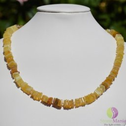 Colier opal galben patratele 7-8mm