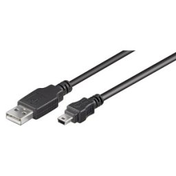 Set 2 x Cablu USB 2.0 A Tata - Mini USB Tata, Negru, 1.5m, Goobay