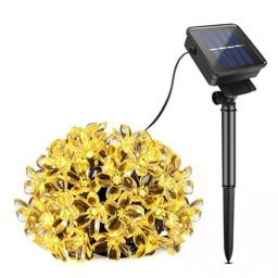 Set 2 4 8 x Instalatie Solara pentru Gradina - Flori de Cires cu 50 LED-uri, Alb Cald