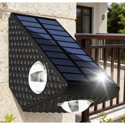 Set 2 Lampi Solare Decorative de Perete , Lumina in 3 Directii , Mullticolor , Alb rece , Alb Cald