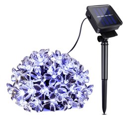 Set 2 4 8 x Instalatie Solara pentru Gradina - Flori de Cires cu 50 LED-uri, Alb Rece