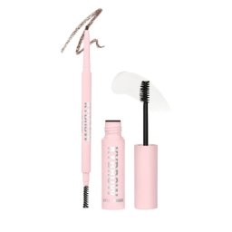 Set Kylie Cosmetics, Kybrow Defined Dark Brown 005, Creion crema pentru sprancene 2-in-1 cu perie 0.09 g + Gel pentru sprancene transparent, 5 ml