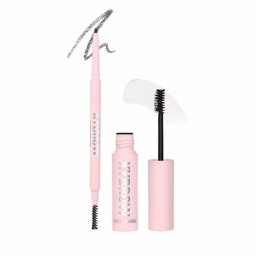 Set Kylie Cosmetics, Kybrow Defined Medium Brown 004, Creion crema pentru sprancene 2-in-1 cu perie 0.09 g + Gel pentru sprancene transparent, 5 ml