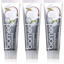 Biomed Superwhite pasta de dinti cu efect intaritor cu ulei de cocos 3x100 g