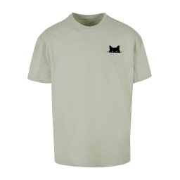 Merchcode Tricou 'Halloween - Cat Tee' oliv / negru