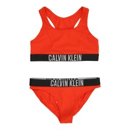 Calvin Klein Swimwear Costum de baie două piese roșu orange / negru / alb