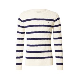 GANT Pulover crem / albastru marin