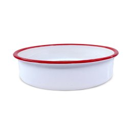 Tava de copt rotunda Oliver Voltz OV51222KR40, 40x6 cm, Otel emailat, Inductie, Alb/Rosu