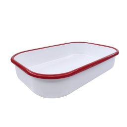 Tava de copt dreptunghiulara Oliver Voltz OV51222KS37, 37x25 cm, Otel emailat, Inductie, Alb/Rosu