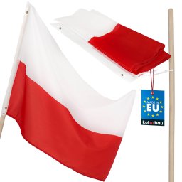 Steag Polonia alb-roșu pentru catarg cu tijă din lemn 150x90 cm