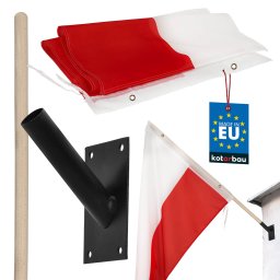 Steagul Poloniei alb-roșu cu tijă și suport 150x90 cm
