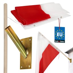 Steagul Poloniei alb-roșu cu tijă și suport 150x90 cm