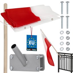 Steagul Poloniei alb-roșu cu tijă și suport 150x90 cm