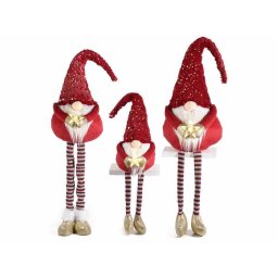 Set 3 figurine Mos Craciun cu led 19x18x88cm, 22x21x97 cm, 14x16x65 cm