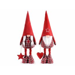 Set 2 figurine Craciunita si Mos Craciun textil 21x14x94 cm