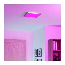 Eglo 901384 FUEVA-Z - plafonieră LED RGBW dimabilă cu sticlă fumurie, LED/13,5W/230V 29,5cm IP44 crom
