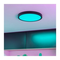 Eglo 901373 - LED RGBW, plafonieră reglabilă cu sticlă fumurie FUEVA-Z LED/14,3W/230V 27,8cm IP44 negru