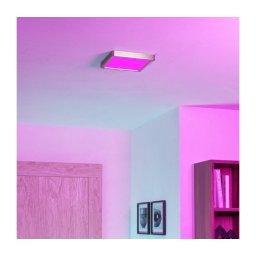 Eglo FUEVA-Z 901383-LED Plafonieră LED RGBW reglabilă cu sticlă fumurie, LED/10,5W/230V 22x22cm IP44 crom