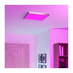 Eglo FUEVA-Z 901422-LED RGBW, plafonieră dimabilă cu sticlă fumurie, LED/17,8W/230V, 39x39cm, IP44, crom