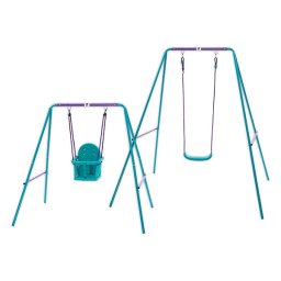 Plum: Set leagăn metalic pentru copii, 2-în-1 - violet-albastru verzui