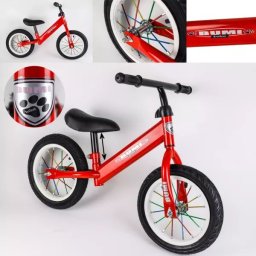 Bicicletă fără pedale cu spițe din metal - roșie