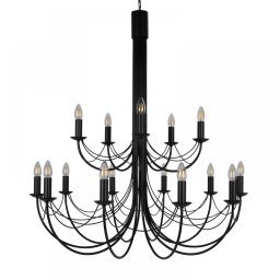 Candelabru Perseo, 15xE14, H160cm, D94cm, metal negru