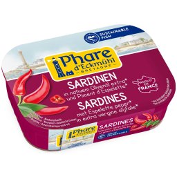 Sardine in ulei bio de masline extravirgin cu ardei Espelette 135g
