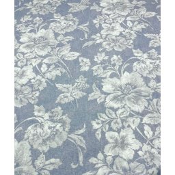Fata de masa Nostalgie Garden Albastru deschis cu flori crem, 100% bumbac plin, dimensiuni exacte la comanda