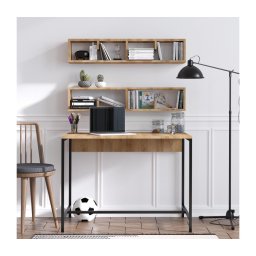 SET 2x raft de perete PENNY 20x100 cm + masă de lucru 74x100 cm maro/neagră