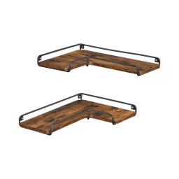Set de 2 rafturi de perete SHELFY 40 x 10 x 29 cm, maro/negru