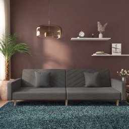 Canapea extensibila cu 2 locuri, 2 perne, gri închis, textil GartenMobel Dekor