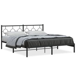 Cadru de pat metalic cu tablie, negru, 180x200 cm GartenMobel Dekor