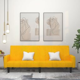 Canapea extensibila cu 2 locuri, galben, catifea GartenMobel Dekor