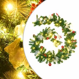 Ghirlanda de Craciun cu lumini LED, verde, 2,7 m, PVC GartenMobel Dekor