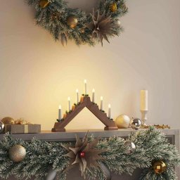 Pod din Lumanari de Craciun cu 7 LED Maro 39.5 x 5 x 29 cm GartenMobel Dekor