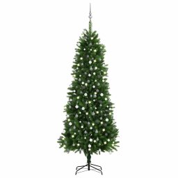 Brad Craciun pre-iluminat artificial set globuri verde 240 cm GartenMobel Dekor
