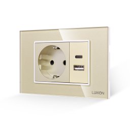 Priza Schuko si USB A+C cu Rama din Sticla LUXION, Standard Italian, 3M SmartElectro IntelligentHouse
