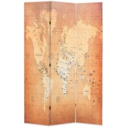 Paravan de camera pliabil, galben 120 x 170 cm, harta lumii GartenMobel Dekor