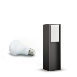 Stalp iluminat exterior Philips Turaco HUE, control inteligent cu Hue Bridge, E27, 9W (60W), 806 lm, lumina alba calda, IP44, 40.2 cm, Antracit