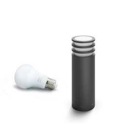 Stalp iluminat exterior Philips Hue Lucca, E27, 9.5W (60W), 806 lm, 44.8 cm, Aluminiu, Antracit, Bec alb Hue inclus