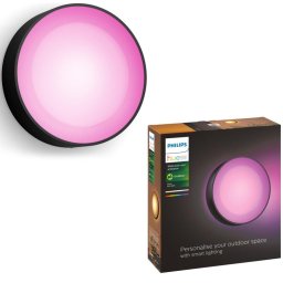 Aplica LED pentru exterior Philips Hue Daylo, 15W, lumina alba si colorata (2000-6500K), IP44, 22cm, Metal, Negru, clasa energetica G
